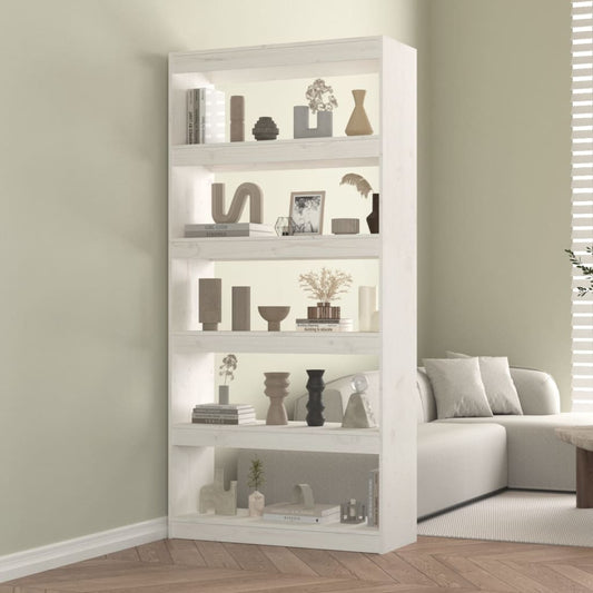 vidaXL Book Cabinet/Room Divider White 80x30x167,4 cm Solid Wood Pine