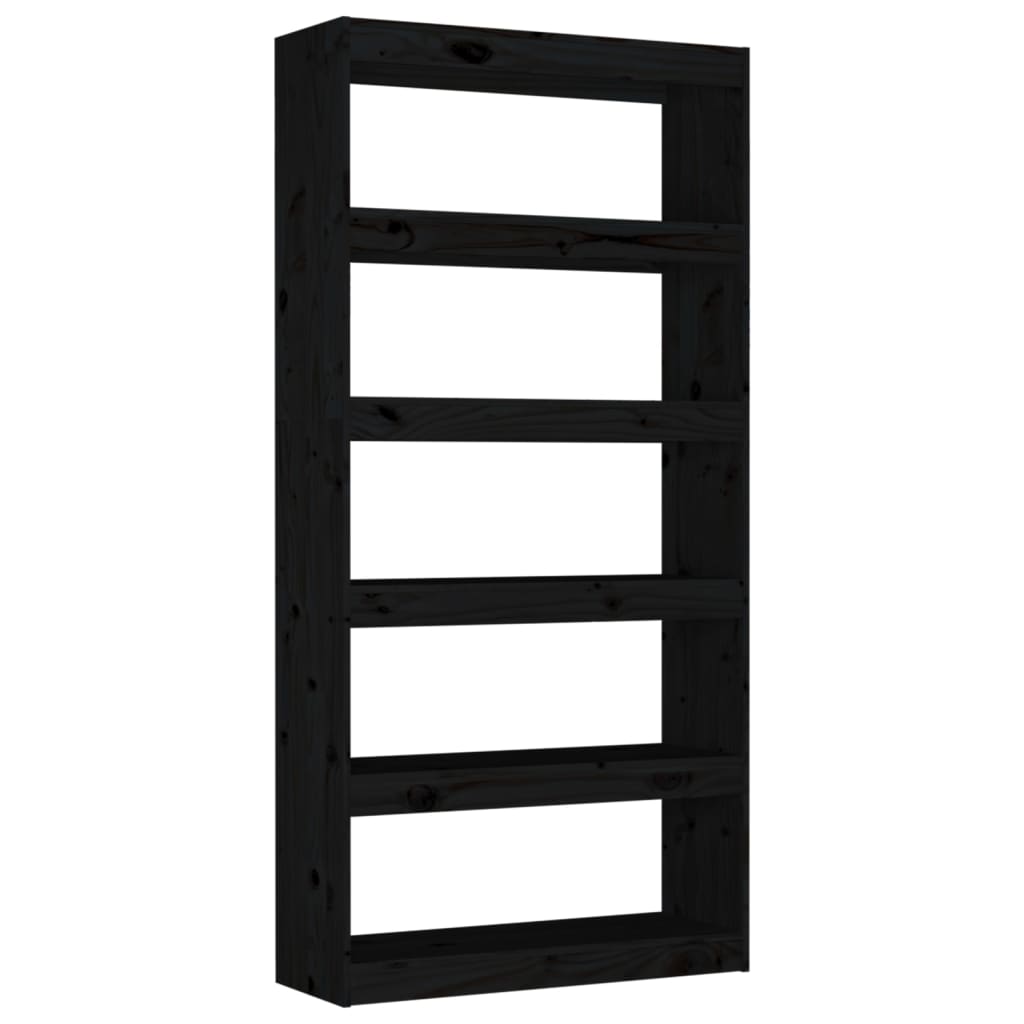vidaXL Book Cabinet/Room Divider Black 80x30x167.4 cm Solid Wood Pine