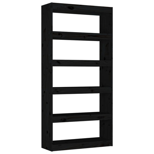 vidaXL Book Cabinet/Room Divider Black 80x30x167,4 cm Solid Wood Pine