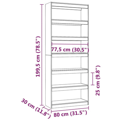 vidaXL Book Cabinet/Room Divider 80x30x199.5 cm Solid Wood Pine
