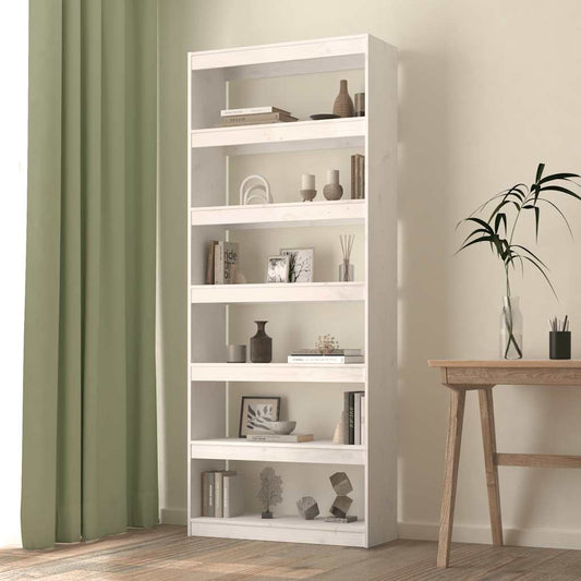 vidaXL Book Cabinet/Room Divider White 80x30x199.5 cm Solid Wood Pine