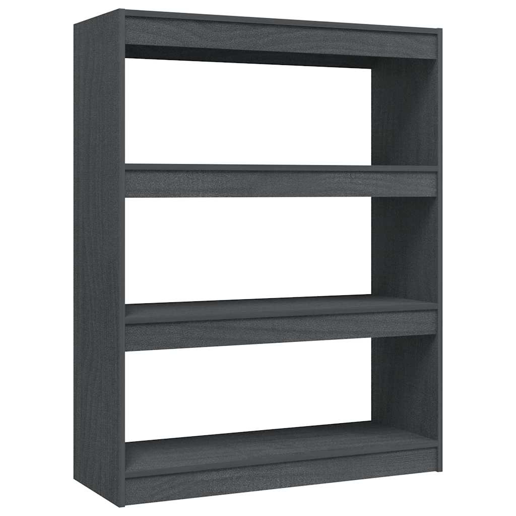808215 vidaXL Book Cabinet/Room Divider Grey 100x30x103 cm Solid Wood Pine