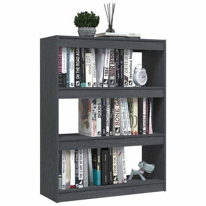 808215 vidaXL Book Cabinet/Room Divider Grey 100x30x103 cm Solid Wood Pine