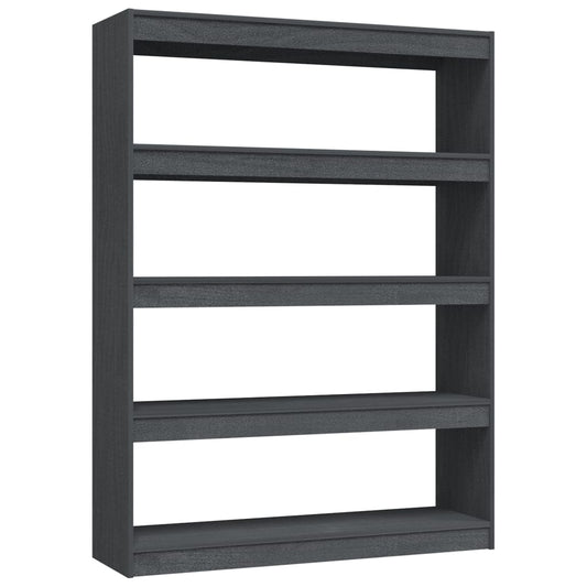 vidaXL Book Cabinet/Room Divider Grey 100x30x135.5 cm Solid Pinewood