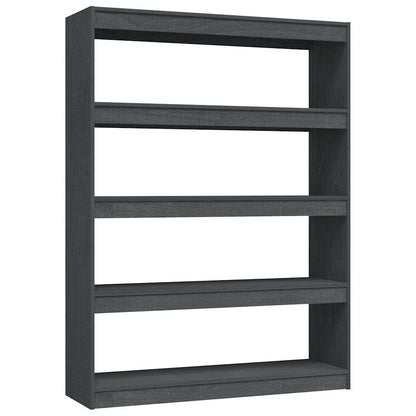 808220 vidaXL Book Cabinet/Room Divider Grey 100x30x135,5 cm Solid Wood Pine