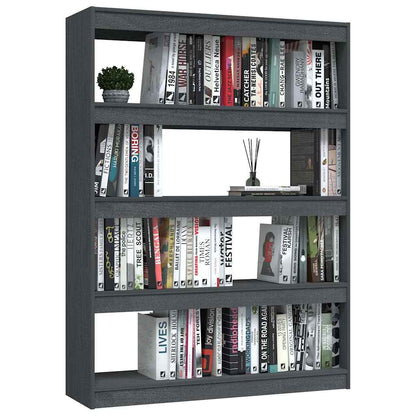 808220 vidaXL Book Cabinet/Room Divider Grey 100x30x135,5 cm Solid Wood Pine