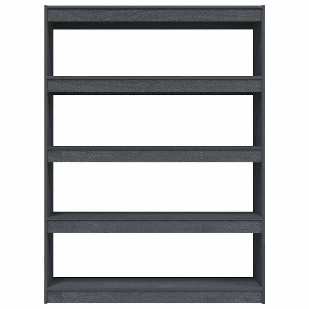808220 vidaXL Book Cabinet/Room Divider Grey 100x30x135,5 cm Solid Wood Pine