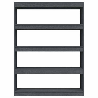 808220 vidaXL Book Cabinet/Room Divider Grey 100x30x135,5 cm Solid Wood Pine