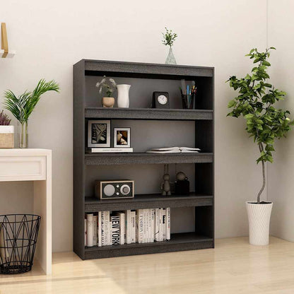 808220 vidaXL Book Cabinet/Room Divider Grey 100x30x135,5 cm Solid Wood Pine