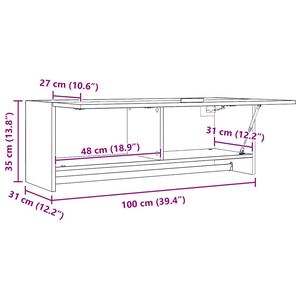 808236 vidaXL Wardrobe Sonoma Oak 100x32,5x35 cm Engineered Wood