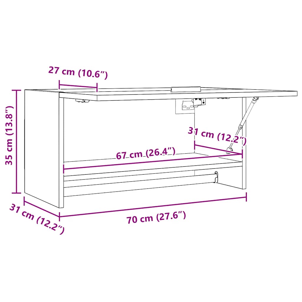 vidaXL Wardrobe White 70x32.5x35 cm Engineered Wood