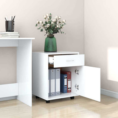 808440 vidaXL Rolling Cabinet White 45x38x54 cm Engineered Wood