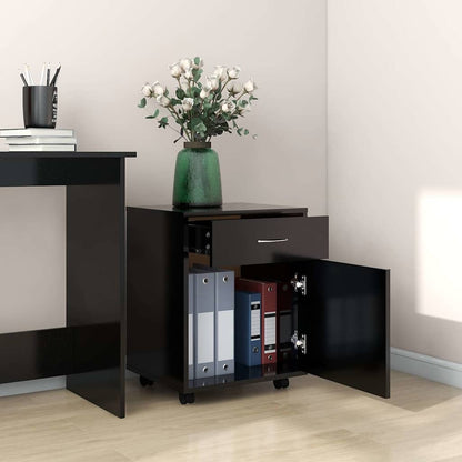 808441 vidaXL Rolling Cabinet Black 45x38x54 cm Engineered Wood