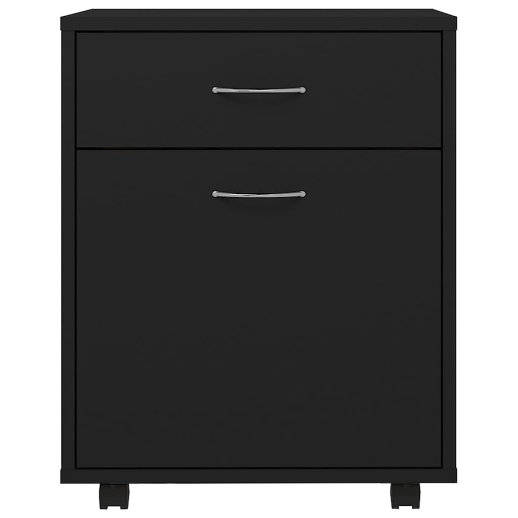 vidaXL Rolling Cabinet Black 45x38x54 cm Engineered Wood