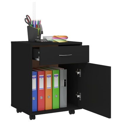 vidaXL Rolling Cabinet Black 45x38x54 cm Engineered Wood