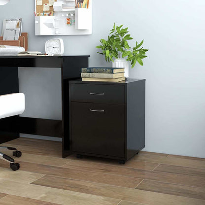 808441 vidaXL Rolling Cabinet Black 45x38x54 cm Engineered Wood