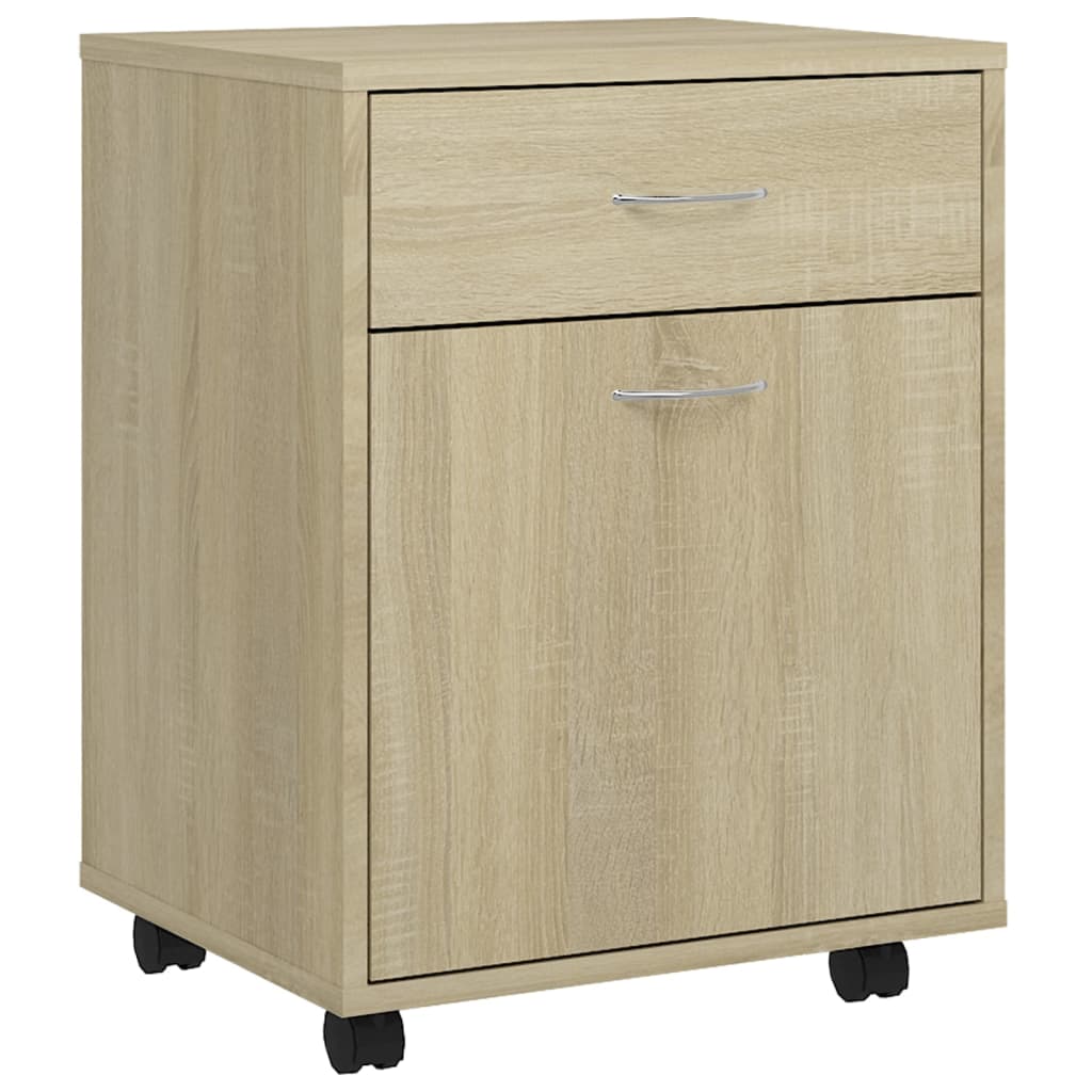 vidaXL Rolling Cabinet Sonoma Oak 45x38x54 cm Engineered Wood