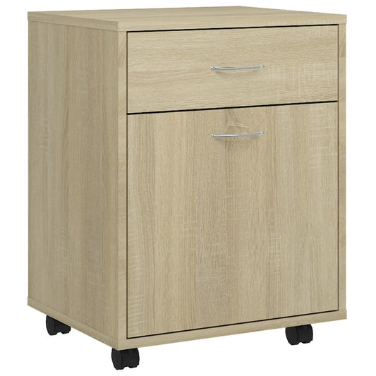 vidaXL Storage Cabinet | Sonoma oak | Engineered wood | Medium | Rollable