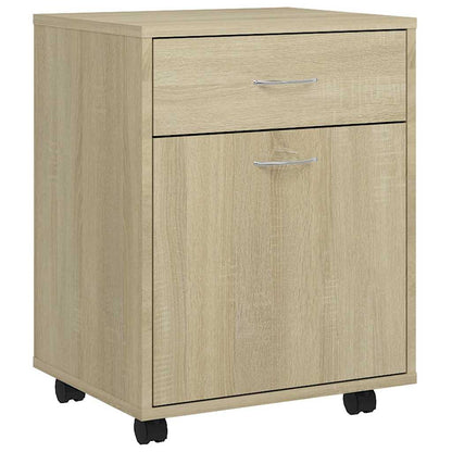 808443 vidaXL Rolling Cabinet Sonoma Oak 45x38x54 cm Engineered Wood