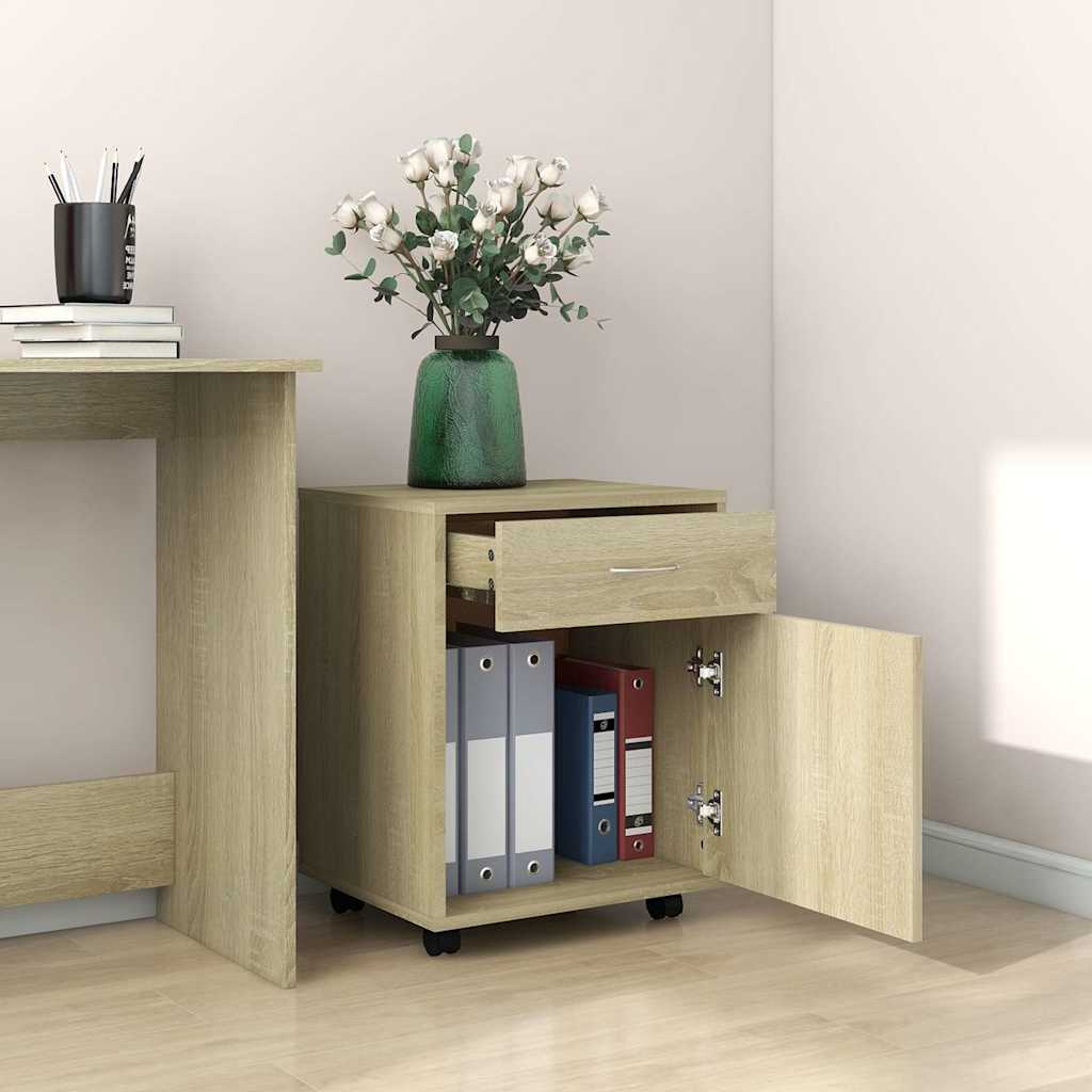 808443 vidaXL Rolling Cabinet Sonoma Oak 45x38x54 cm Engineered Wood