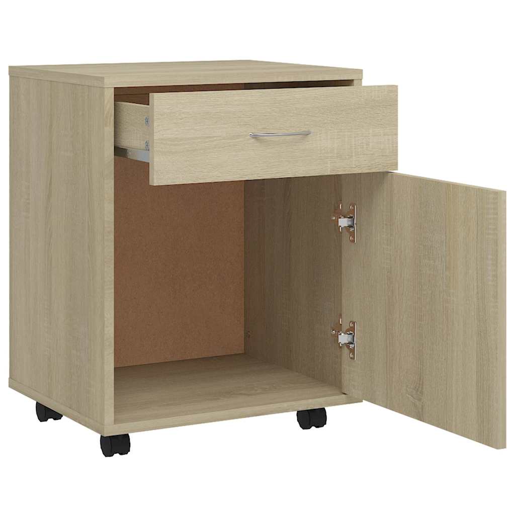 808443 vidaXL Rolling Cabinet Sonoma Oak 45x38x54 cm Engineered Wood