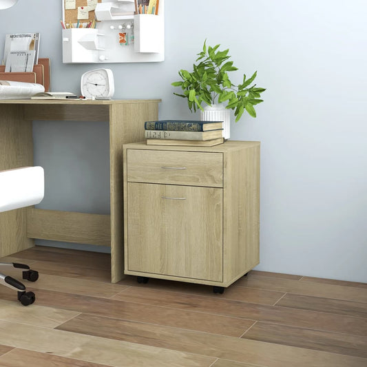 vidaXL Storage Cabinet | Sonoma oak | Engineered wood | Medium | Rollable