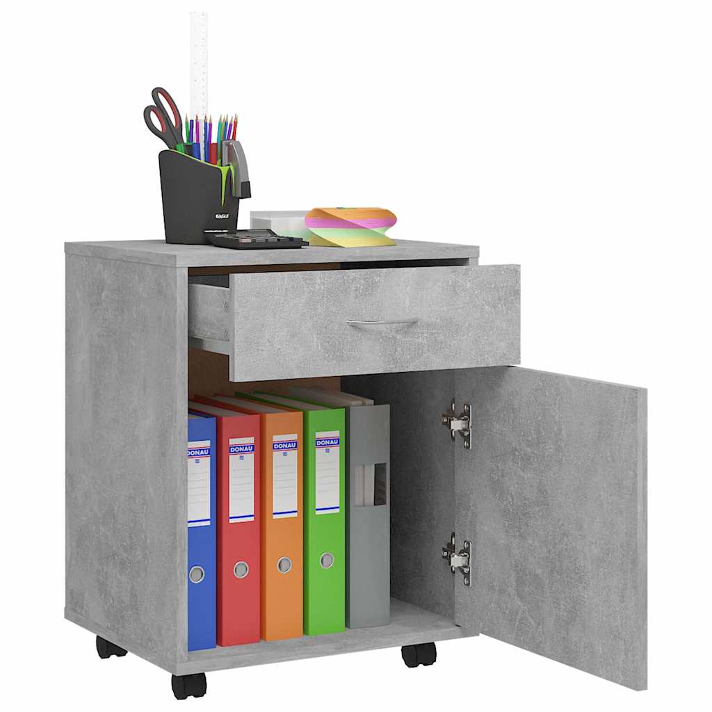 808444 vidaXL Rolling Cabinet Concrete Grey 45x38x54 cm Engineered Wood