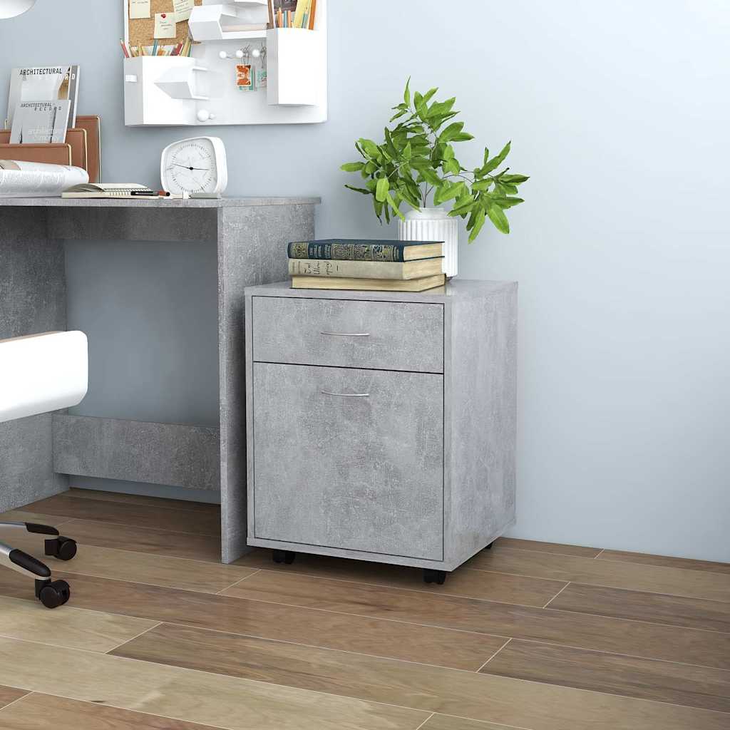 808444 vidaXL Rolling Cabinet Concrete Grey 45x38x54 cm Engineered Wood
