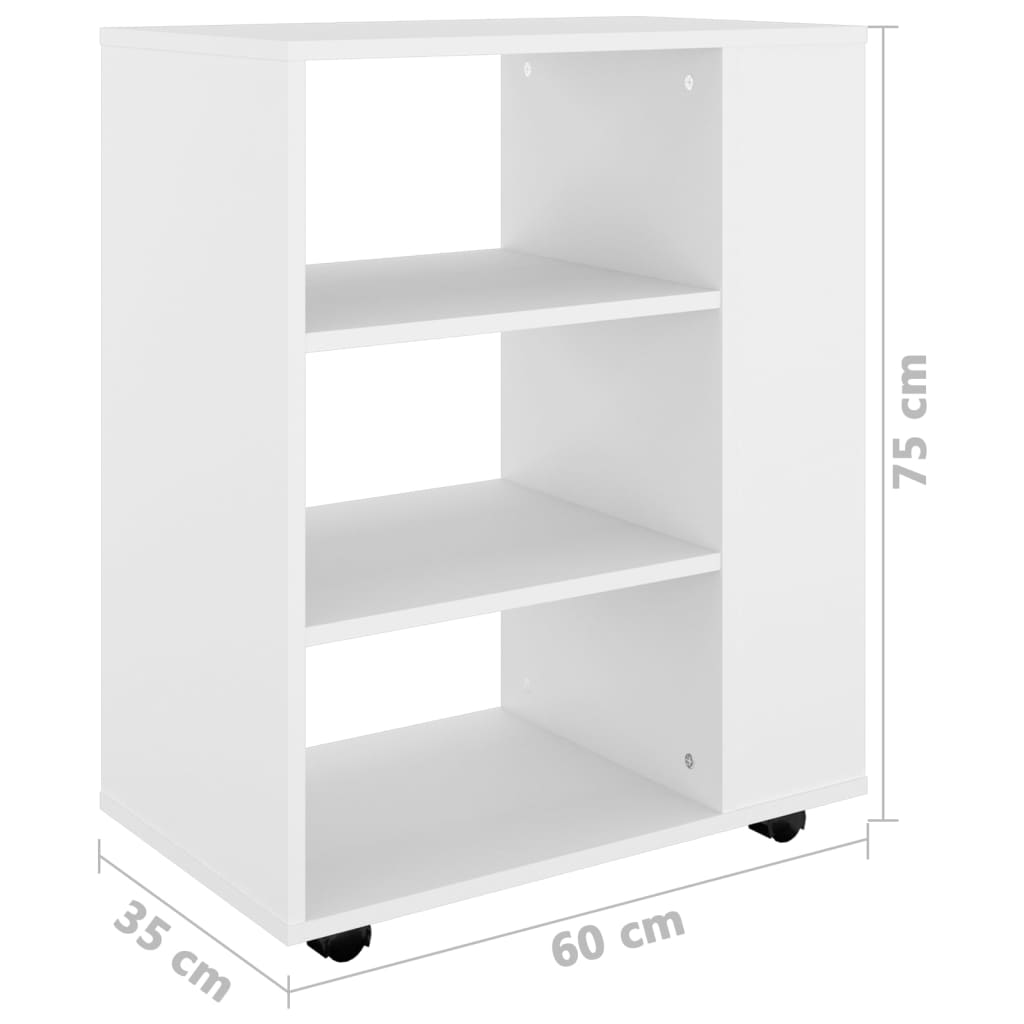vidaXL Storage Cabinet | White | Engineered wood | Medium | Rolling Cabinet