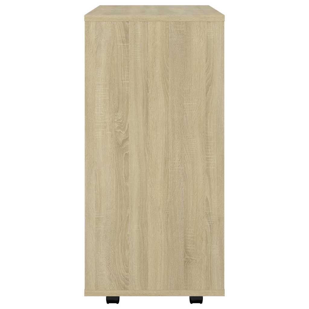 808452 vidaXL Rolling Cabinet Sonoma Oak 60x35x75 cm Engineered Wood