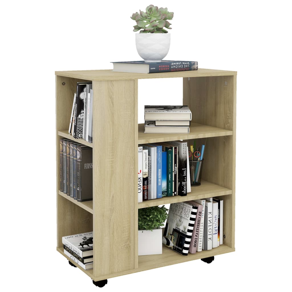 vidaXL Rolling Cabinet Sonoma Oak 60x35x75 cm Engineered Wood