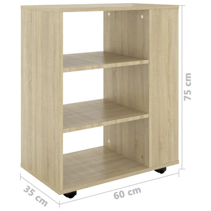 vidaXL Rolling Cabinet Sonoma Oak 60x35x75 cm Engineered Wood