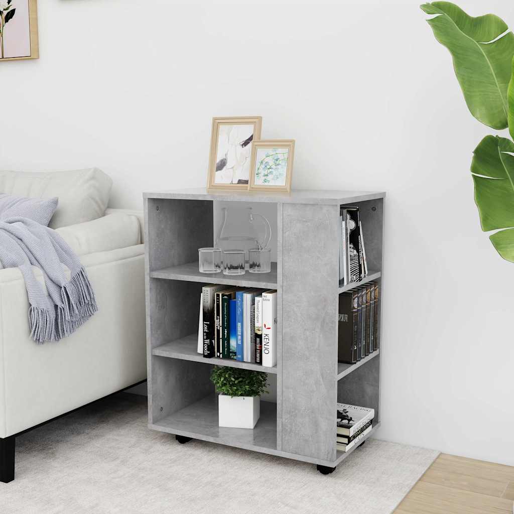 808453 vidaXL Rolling Cabinet Concrete Grey 60x35x75 cm Engineered Wood