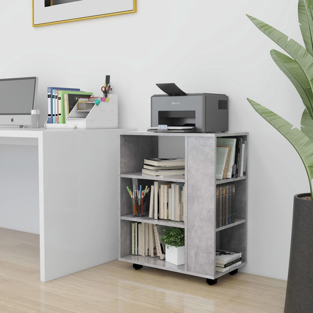 vidaXL Storage Cabinet | Concrete grey | Engineered wood | Rollable
