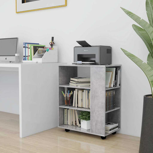 808453 vidaXL Rolling Cabinet Concrete Grey 60x35x75 cm Engineered Wood