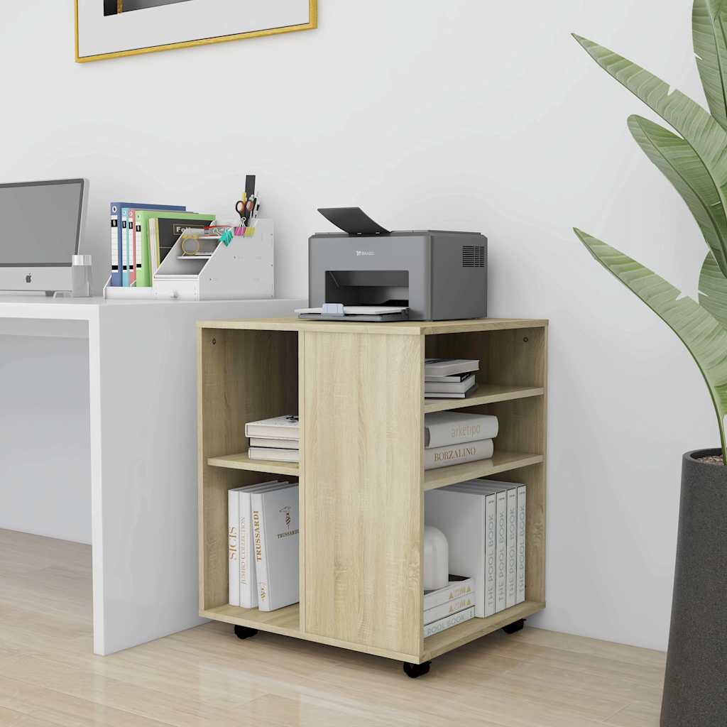 808461 vidaXL Rolling Cabinet Sonoma Oak 60x53x72 cm Engineered Wood