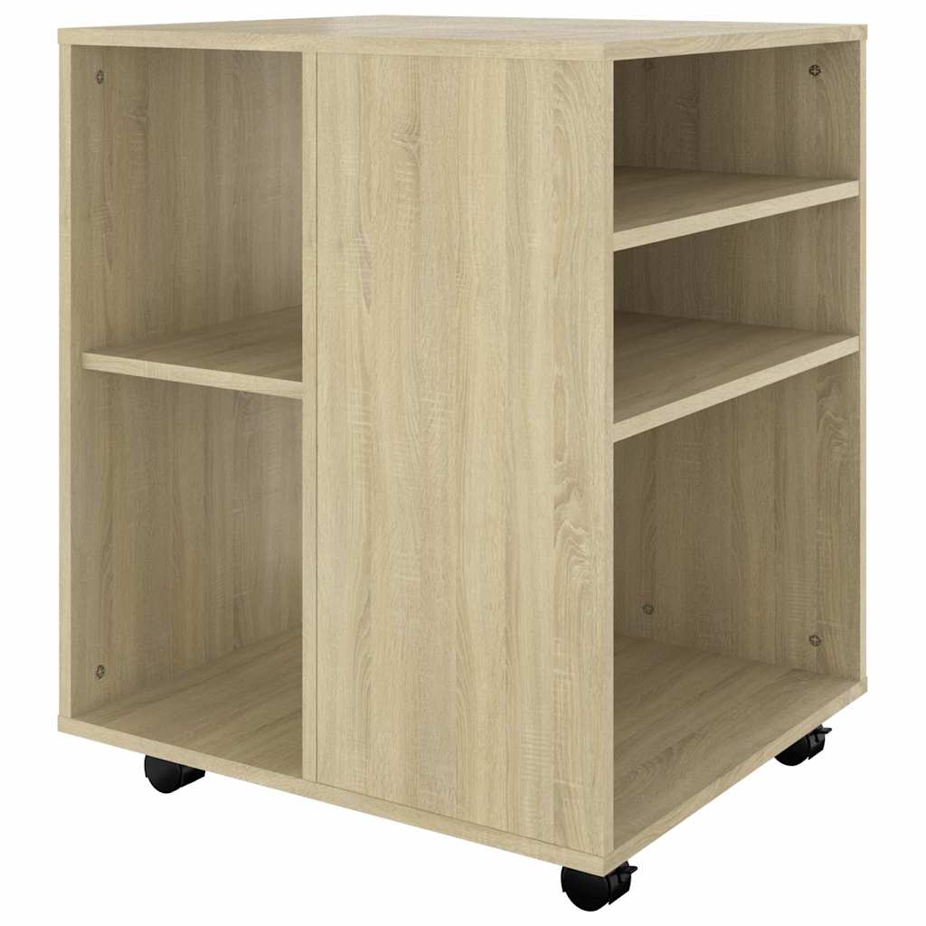 808461 vidaXL Rolling Cabinet Sonoma Oak 60x53x72 cm Engineered Wood