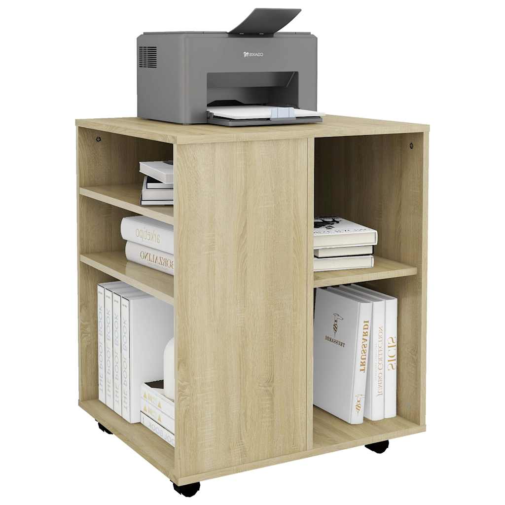 808461 vidaXL Rolling Cabinet Sonoma Oak 60x53x72 cm Engineered Wood