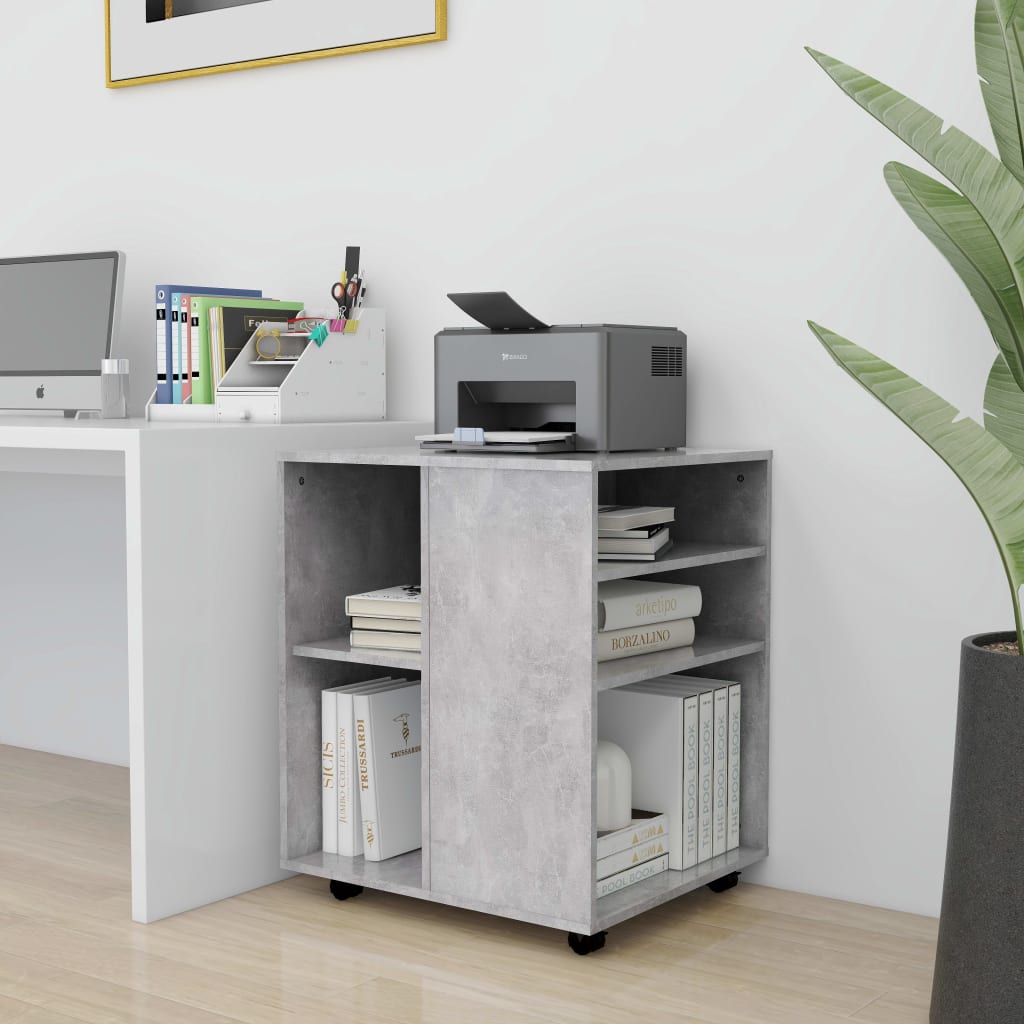 vidaXL Rolling Cabinet Concrete Grey 60x53x72 cm Engineered Wood