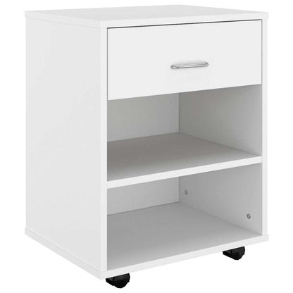 808467 vidaXL Rolling Cabinet White 46x36x59 cm Engineered Wood