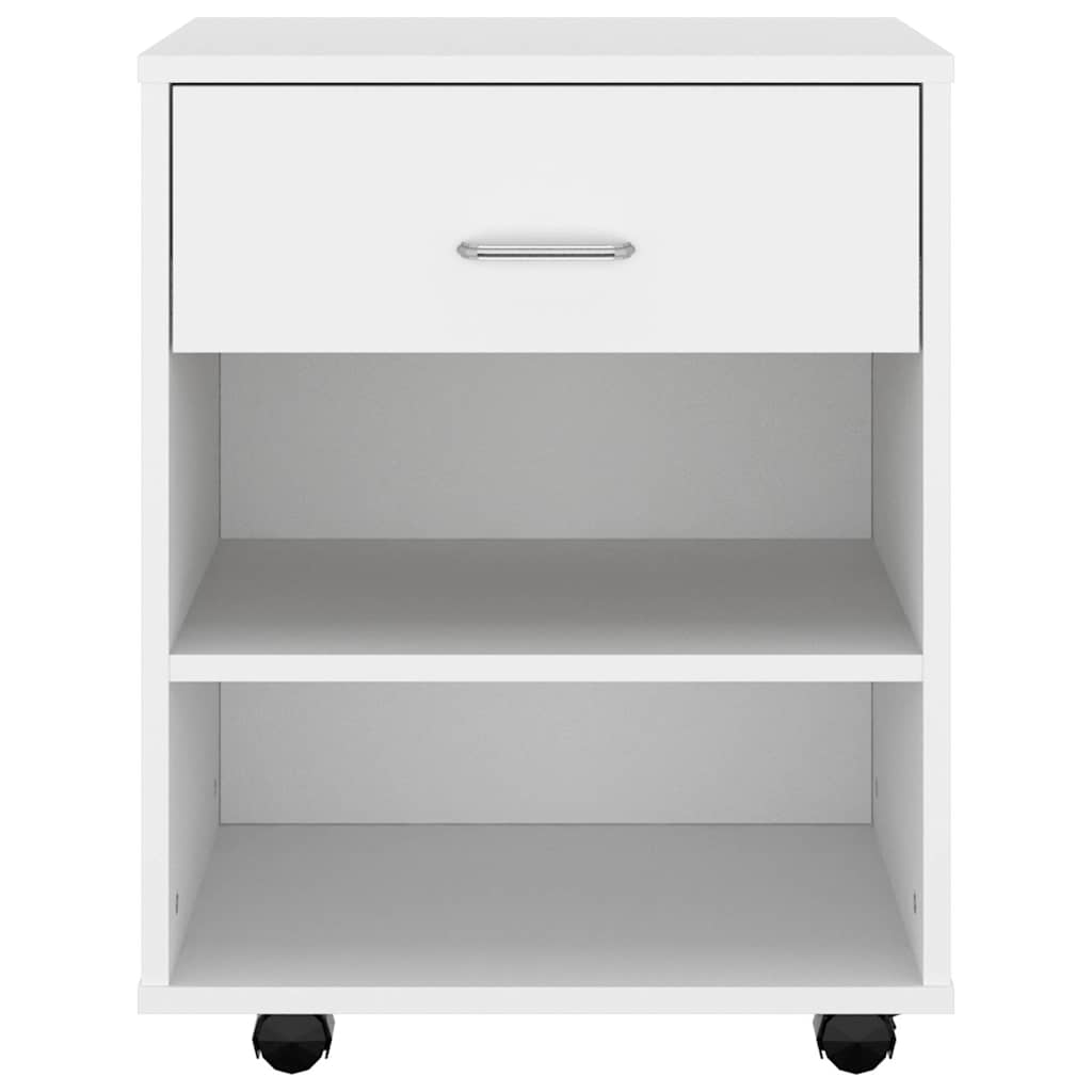 808467 vidaXL Rolling Cabinet White 46x36x59 cm Engineered Wood