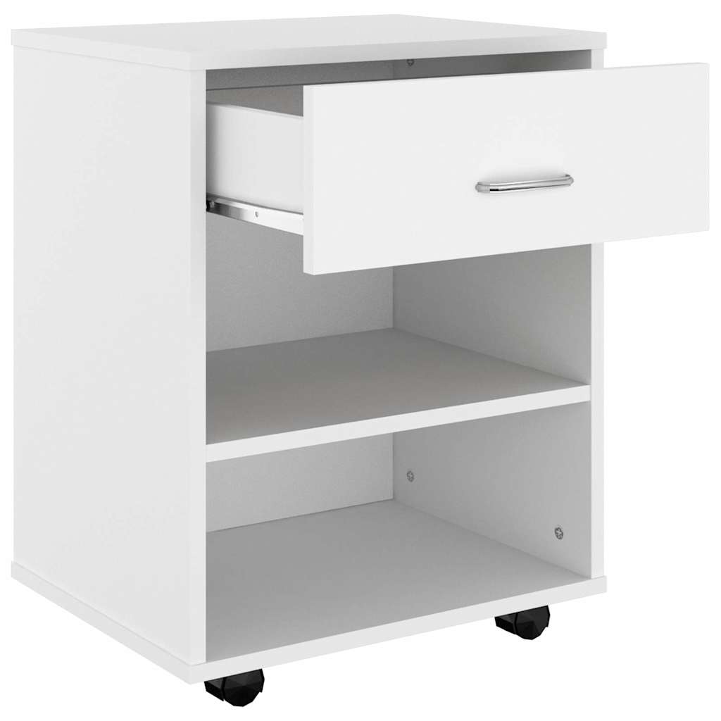 808467 vidaXL Rolling Cabinet White 46x36x59 cm Engineered Wood