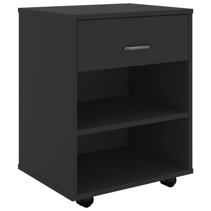 808468 vidaXL Rolling Cabinet Black 46x36x59 cm Engineered Wood