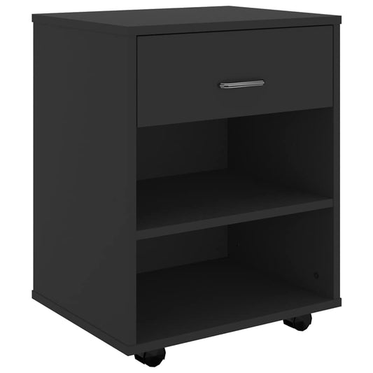 808468 vidaXL Rolling Cabinet Black 46x36x59 cm Engineered Wood