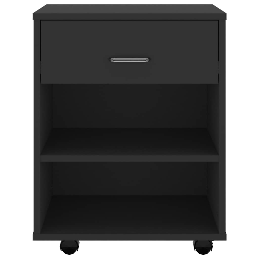 808468 vidaXL Rolling Cabinet Black 46x36x59 cm Engineered Wood