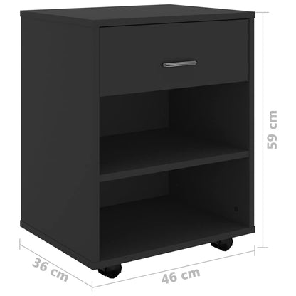 808468 vidaXL Rolling Cabinet Black 46x36x59 cm Engineered Wood
