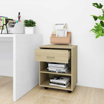 808470 vidaXL Rolling Cabinet Sonoma Oak 46x36x59 cm Engineered Wood