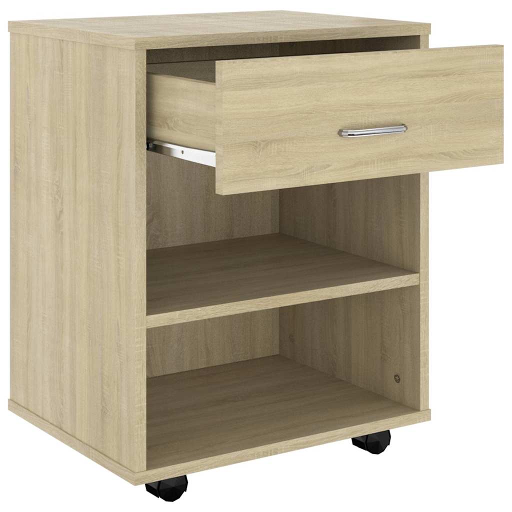 808470 vidaXL Rolling Cabinet Sonoma Oak 46x36x59 cm Engineered Wood