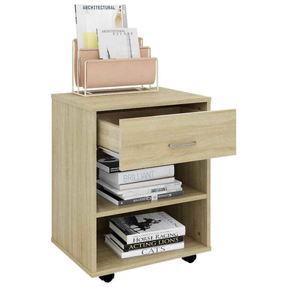 808470 vidaXL Rolling Cabinet Sonoma Oak 46x36x59 cm Engineered Wood