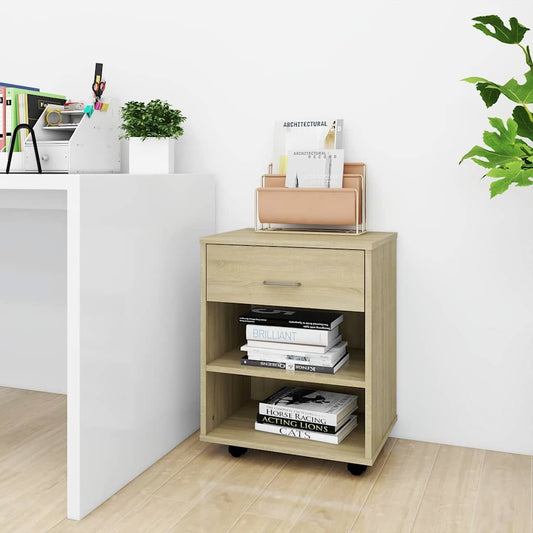 808470 vidaXL Rolling Cabinet Sonoma Oak 46x36x59 cm Engineered Wood